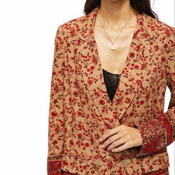 Free People Belfower Floral Work Boho Blazer, XS - Picture 5 of 7